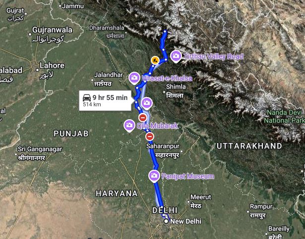 Chandrakhani Pass trek map